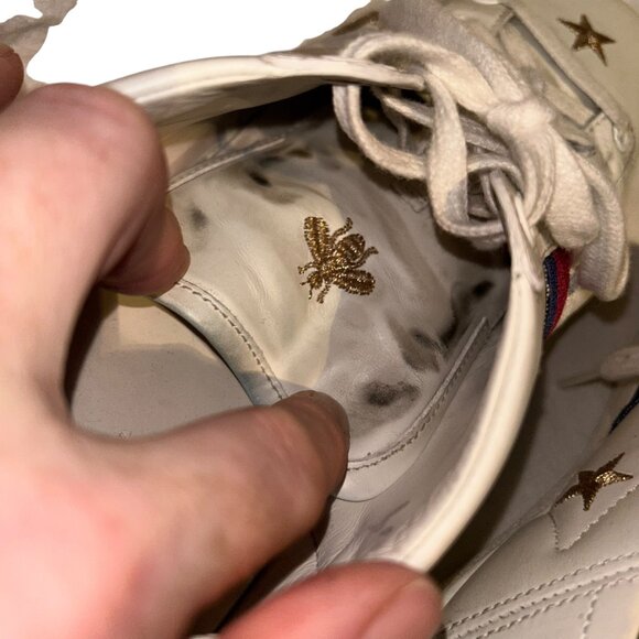 gucci classic embroidered gold bees red green stripe sneakers 9 1/2 - Picture 8 of 10